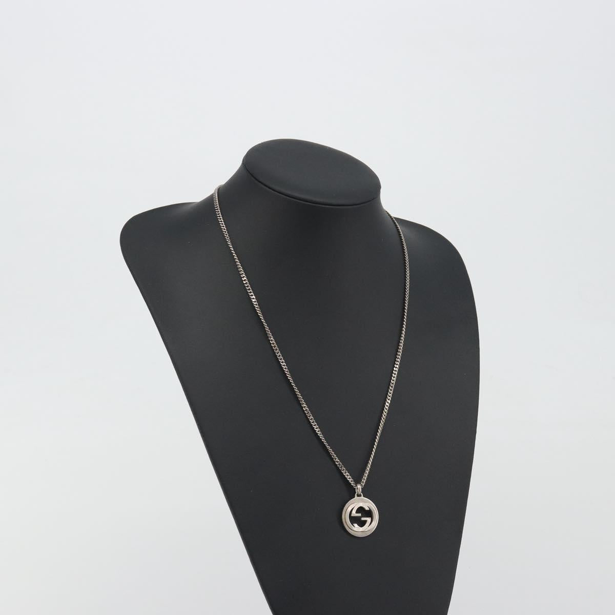 GUCCI Interlocking G Necklace Ag925 Silver Auth 196163A
