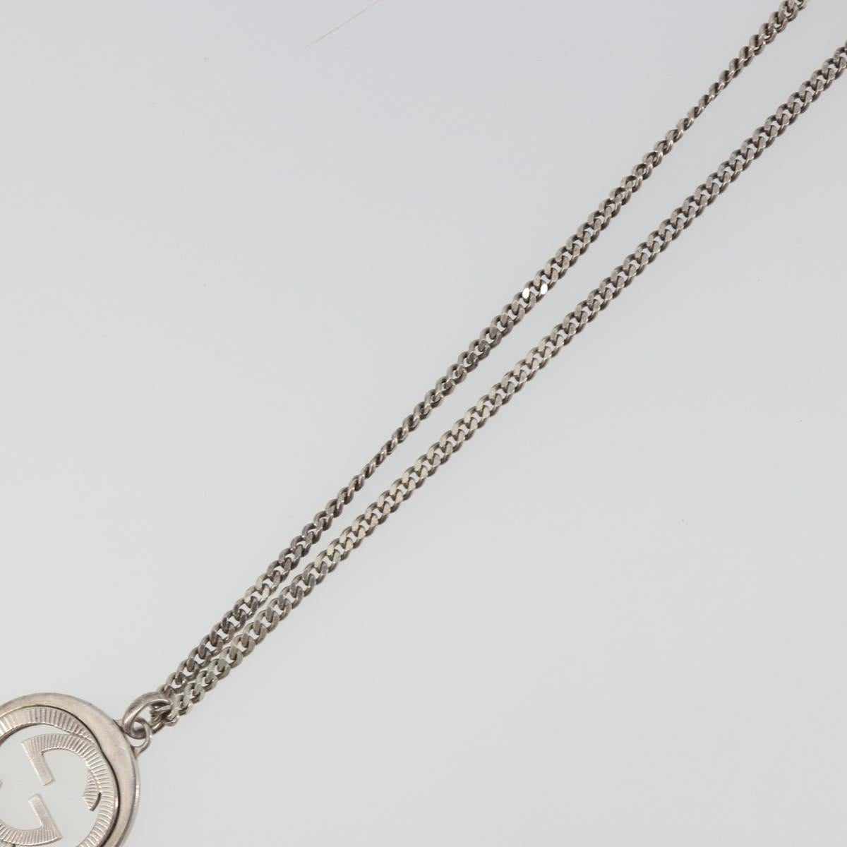 GUCCI Interlocking G Necklace Ag925 Silver Auth 196163A