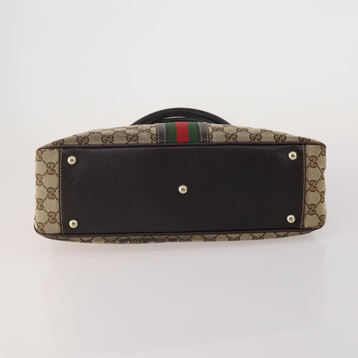 GUCCI GG Canvas GG Supreme Web Sherry Line Hand Bag PVC 3 Set Beige Auth 196165