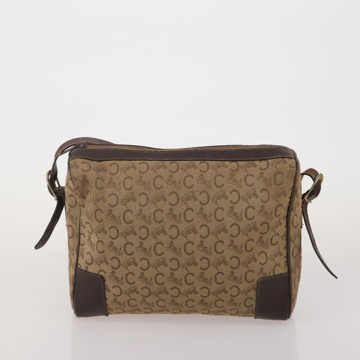 CELINE Macadam Canvas Shoulder Bag PVC Leather 3 Set Brown Beige Auth 196166