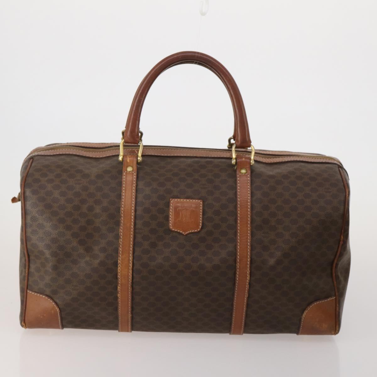 CELINE Macadam Canvas Shoulder Bag PVC Leather 3 Set Brown Beige Auth 196166