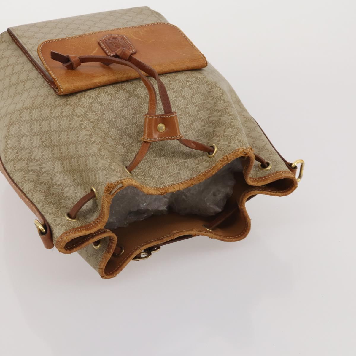 CELINE Macadam Canvas Shoulder Bag PVC Leather 3 Set Brown Beige Auth 196166