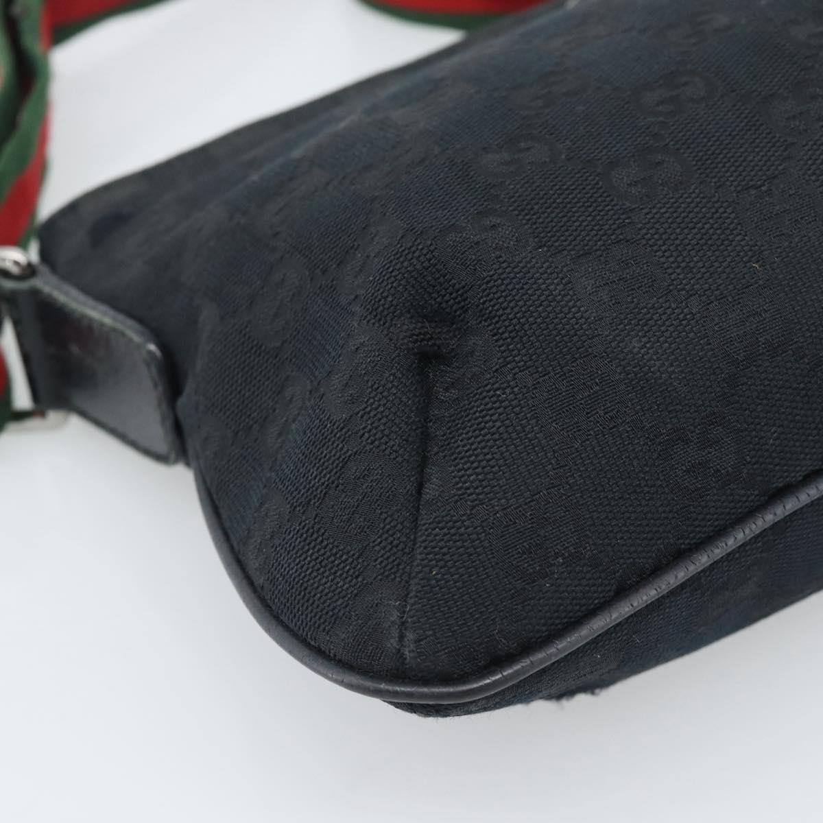 GUCCI GG Canvas Shoulder Bag Black Silver 189749 Auth 196176