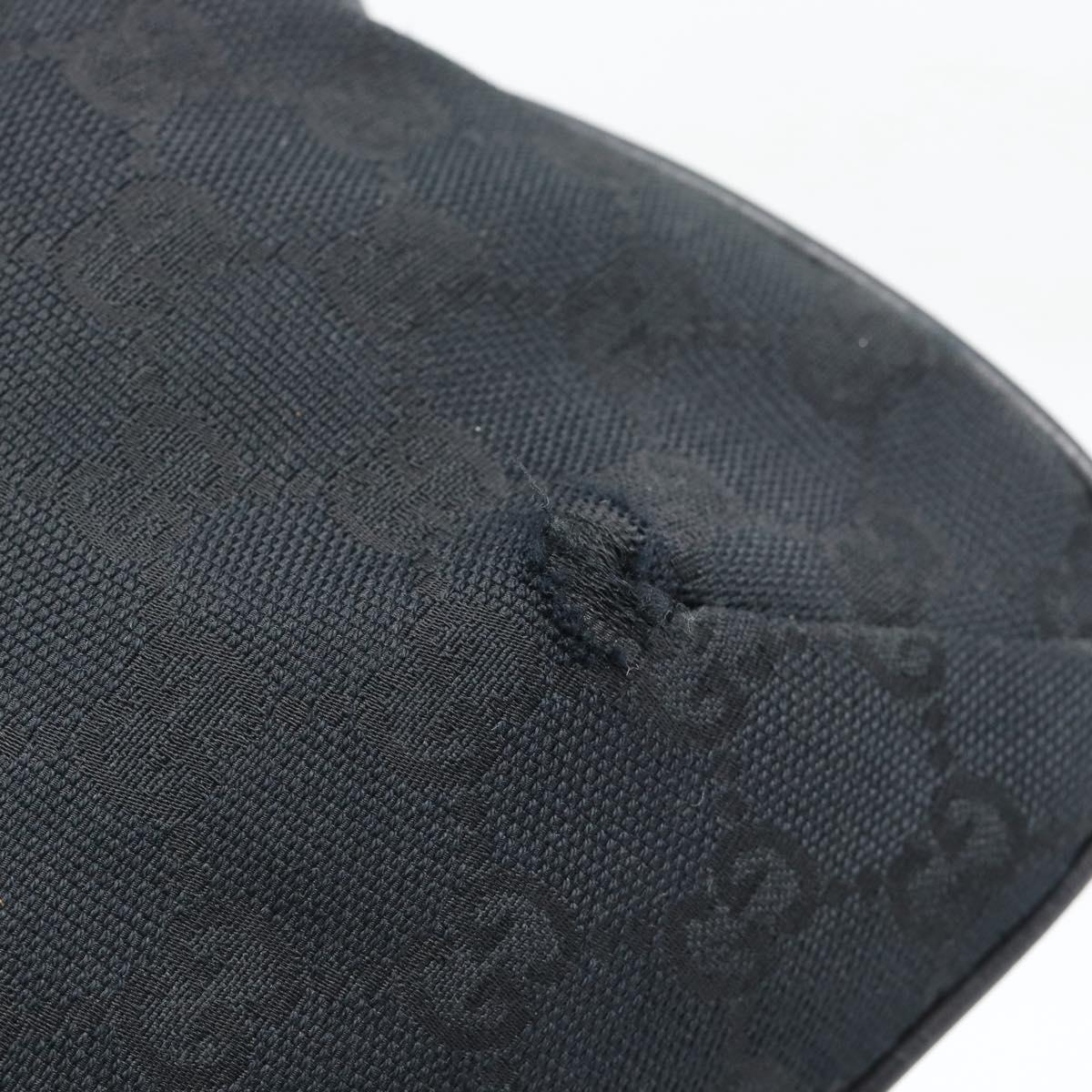 GUCCI GG Canvas Shoulder Bag Black Silver 189749 Auth 196176