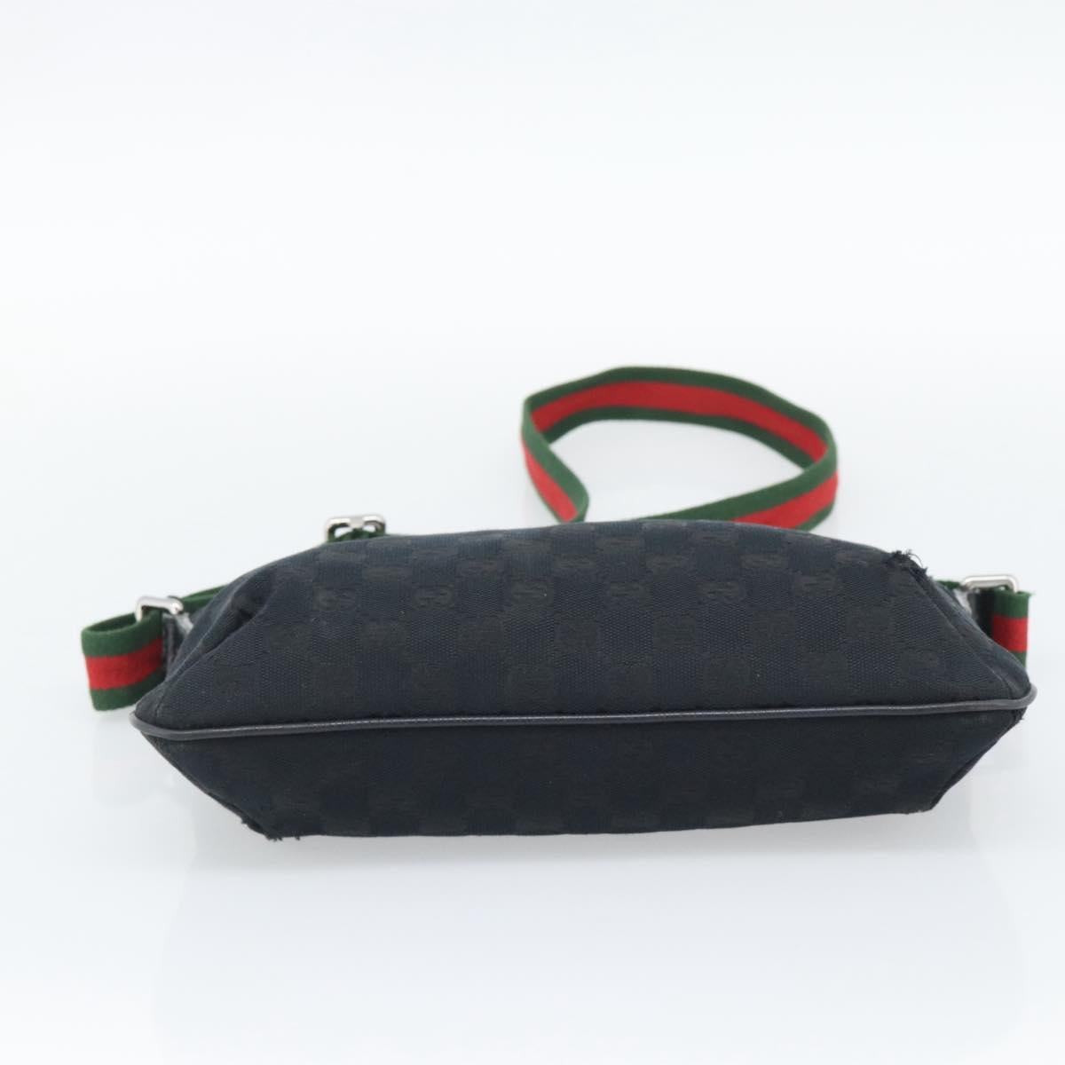 GUCCI GG Canvas Shoulder Bag Black Silver 189749 Auth 196176
