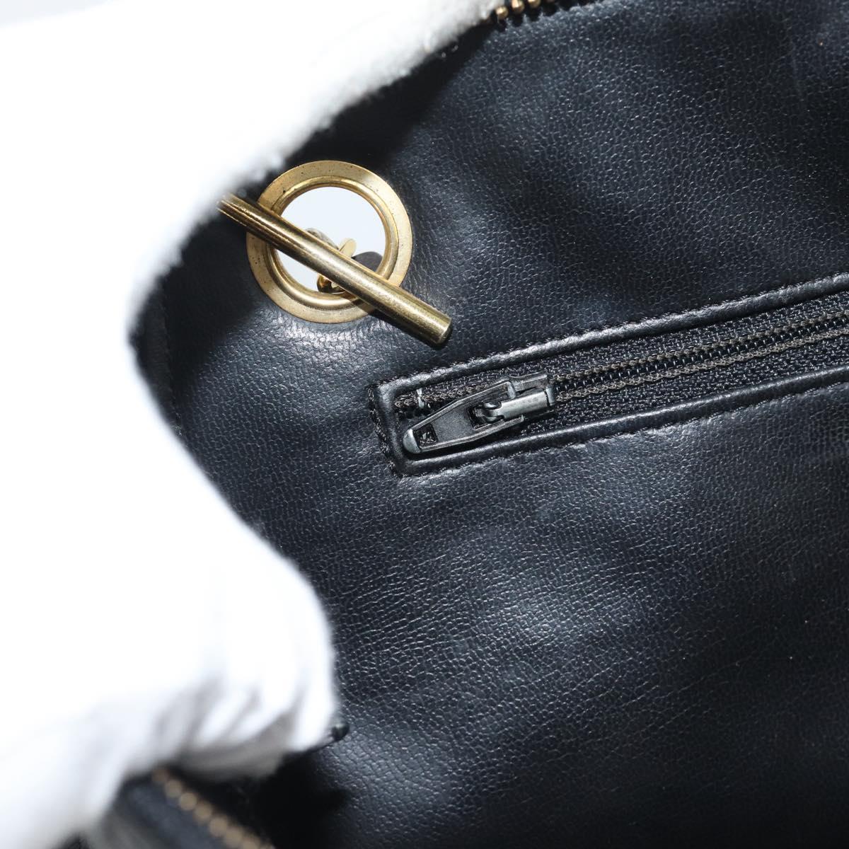 CHANEL Matelasse Chain Shoulder Bag Lamb Skin Black Gold Tone CC Auth 196177