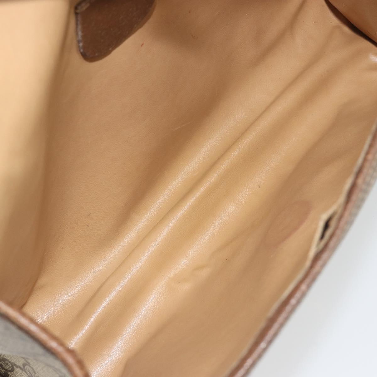 GUCCI GG Supreme Web Sherry Line Clutch Bag PVC Beige Gold Tone Auth 196180