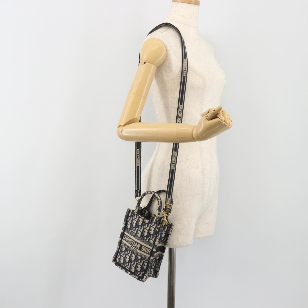 Christian Dior Trotter Book Tote Mini Vertical Phone Bag Navy Auth 196183A