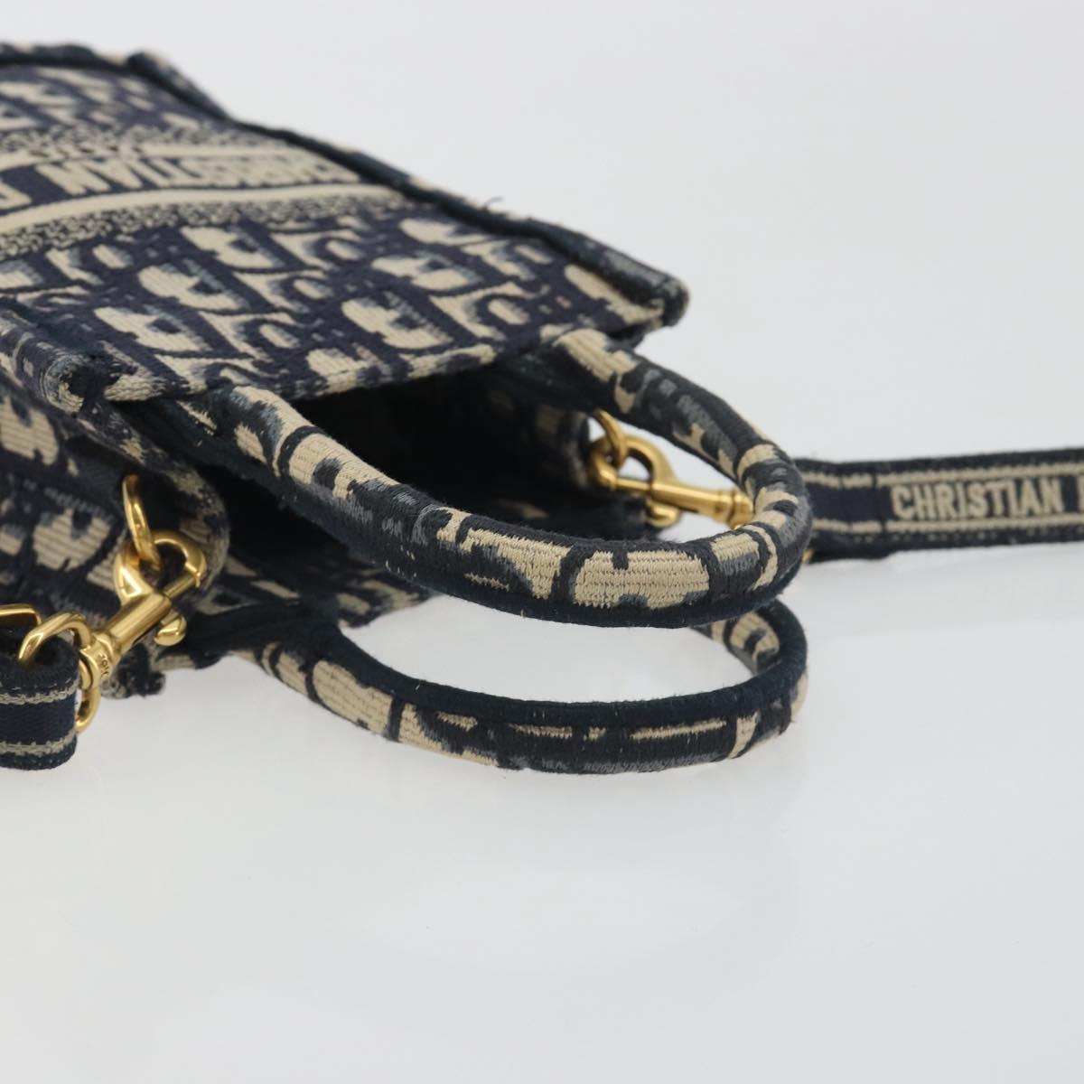 Christian Dior Trotter Book Tote Mini Vertical Phone Bag Navy Auth 196183A