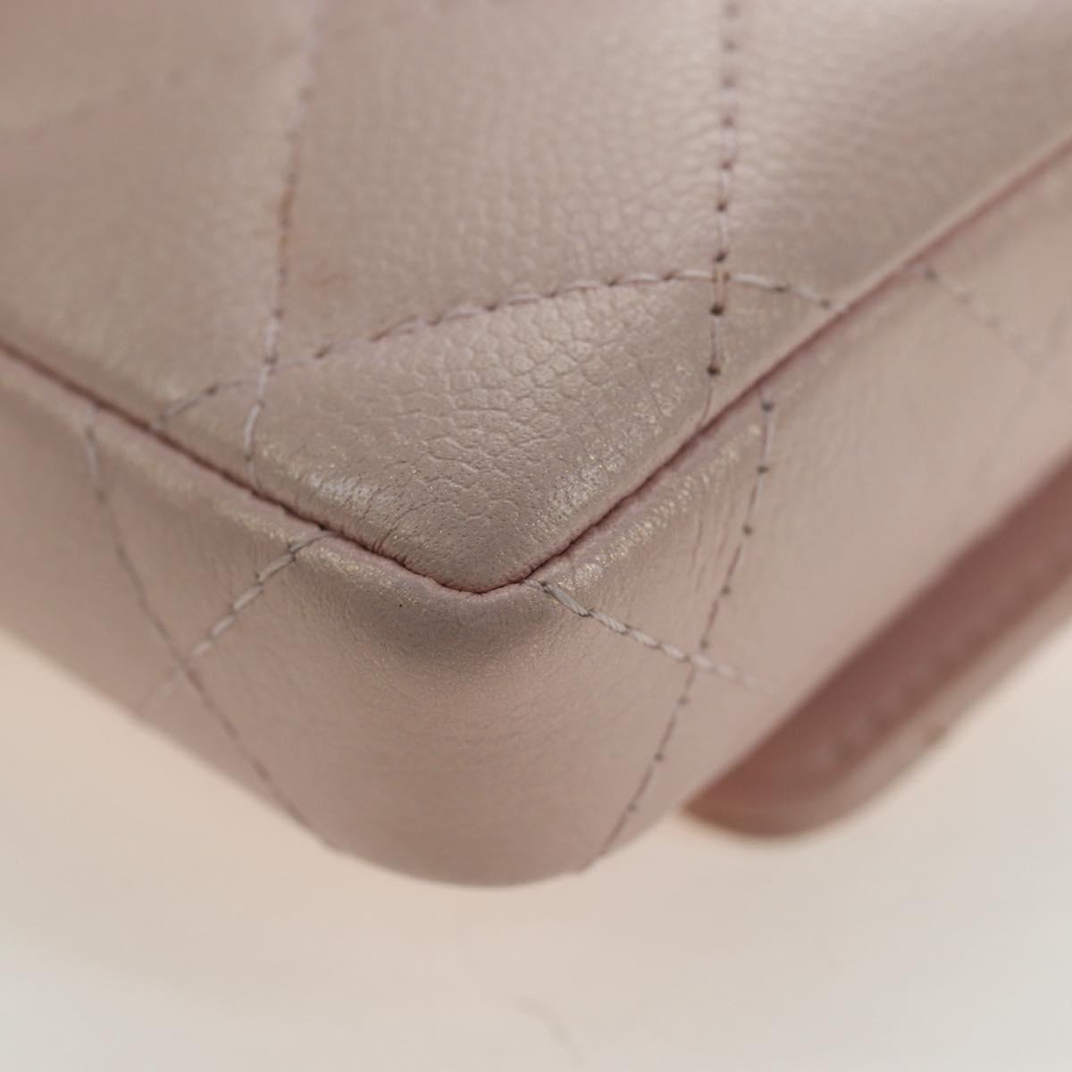 CHANEL Matelasse Chain Shoulder Pouch Caviar Skin Pink Gold Tone CC Auth 196186V
