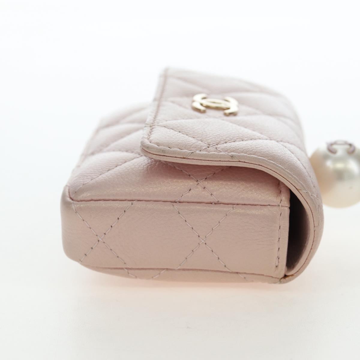 CHANEL Matelasse Chain Shoulder Pouch Caviar Skin Pink Gold Tone CC Auth 196186V