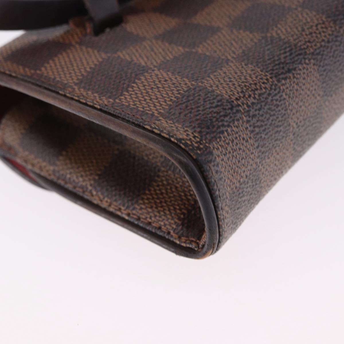LOUIS VUITTON Damier Ebene Pochette Florentine Waist Bag N51856 LV Auth 196194