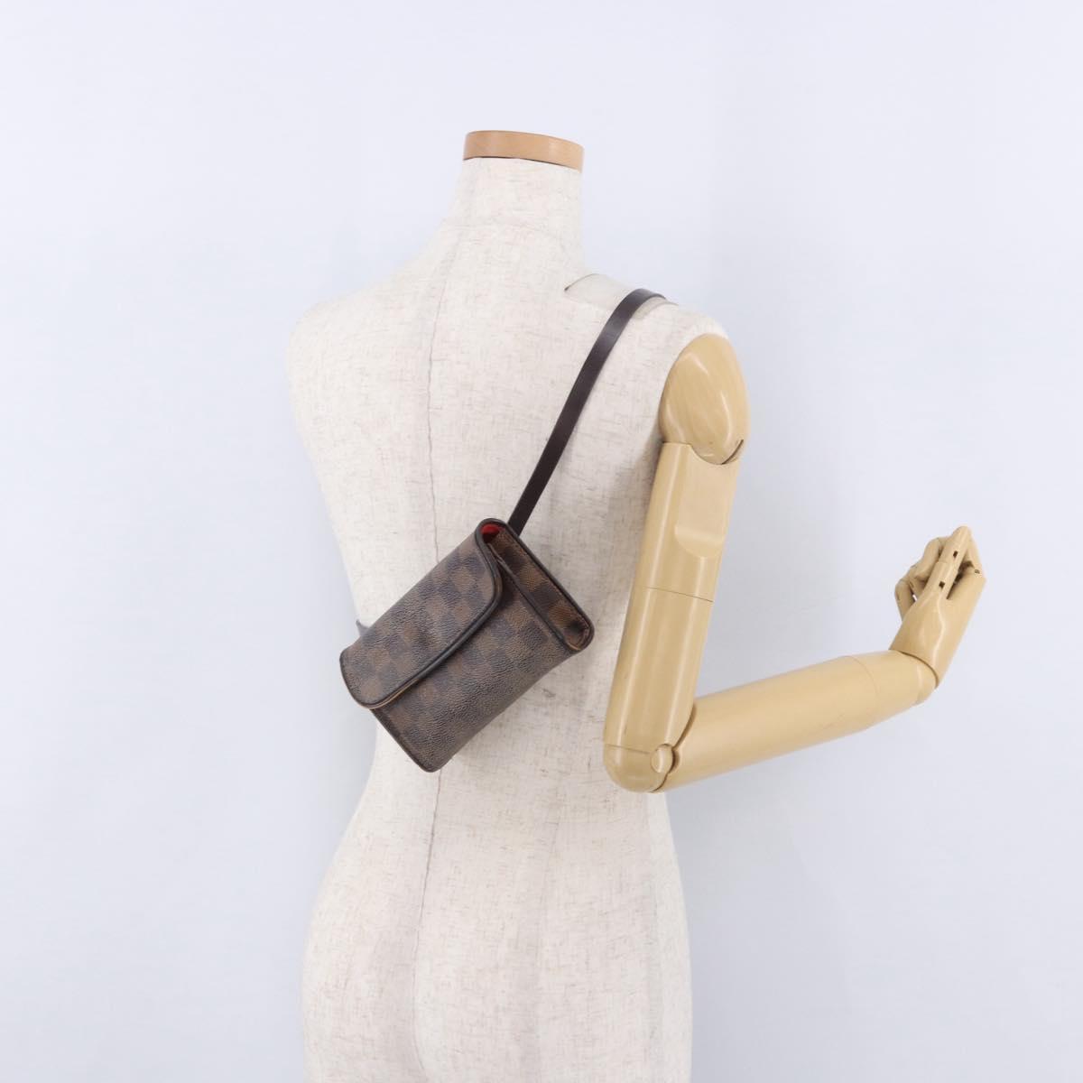 LOUIS VUITTON Damier Ebene Pochette Florentine Waist Bag N51856 LV Auth 196194