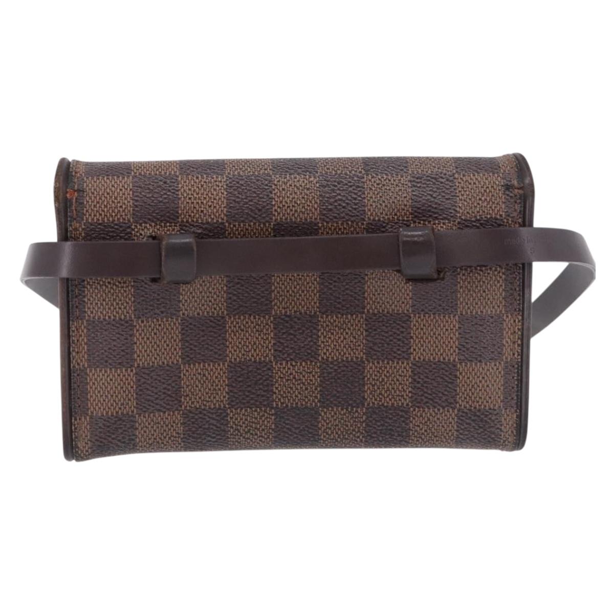 LOUIS VUITTON Damier Ebene Pochette Florentine Waist Bag N51856 LV Auth 196194