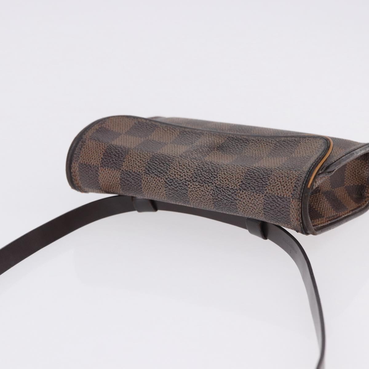 LOUIS VUITTON Damier Ebene Pochette Florentine Waist Bag N51856 LV Auth 196194