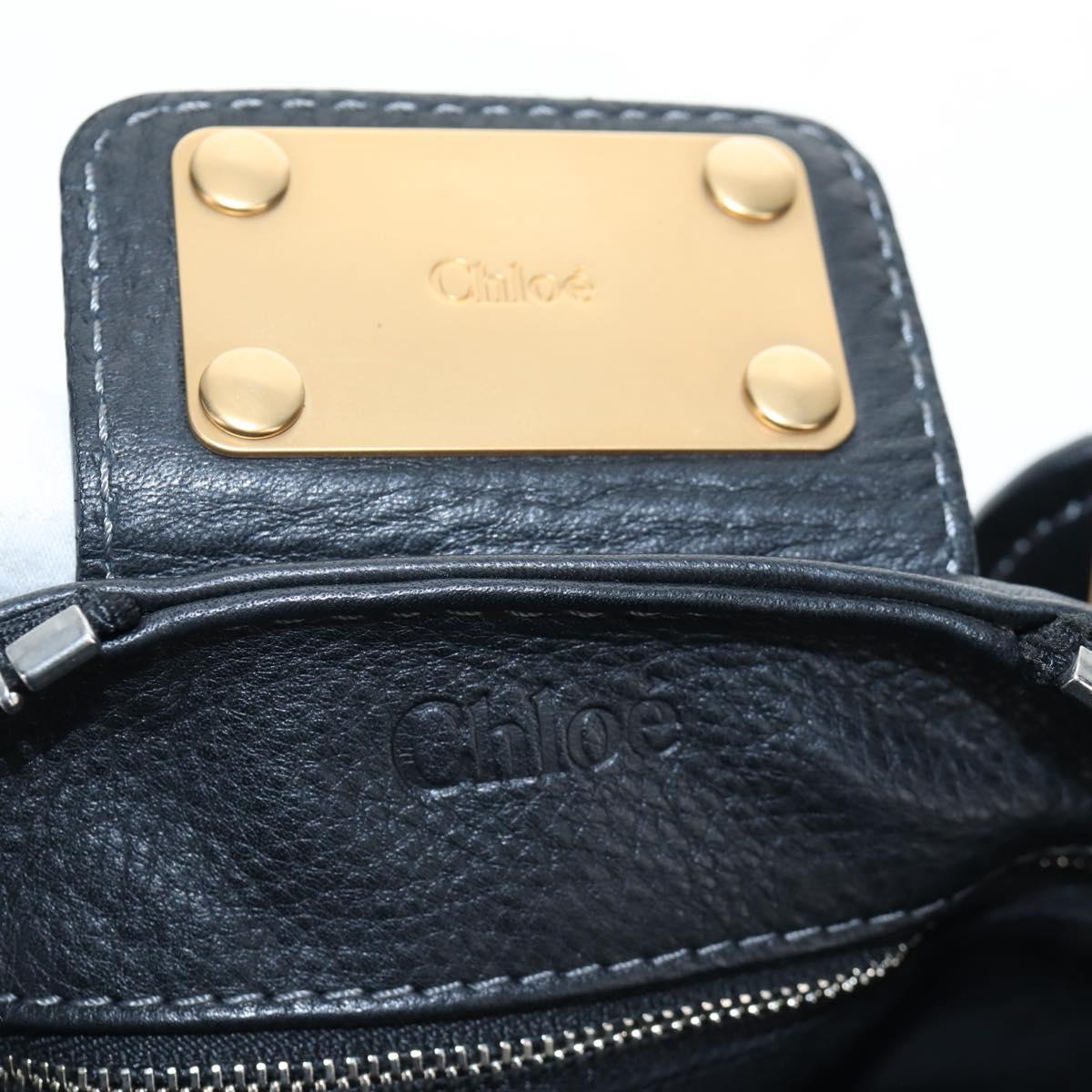 Chloe Paddington Hand Bag Leather Black Gold Tone Auth 196199V