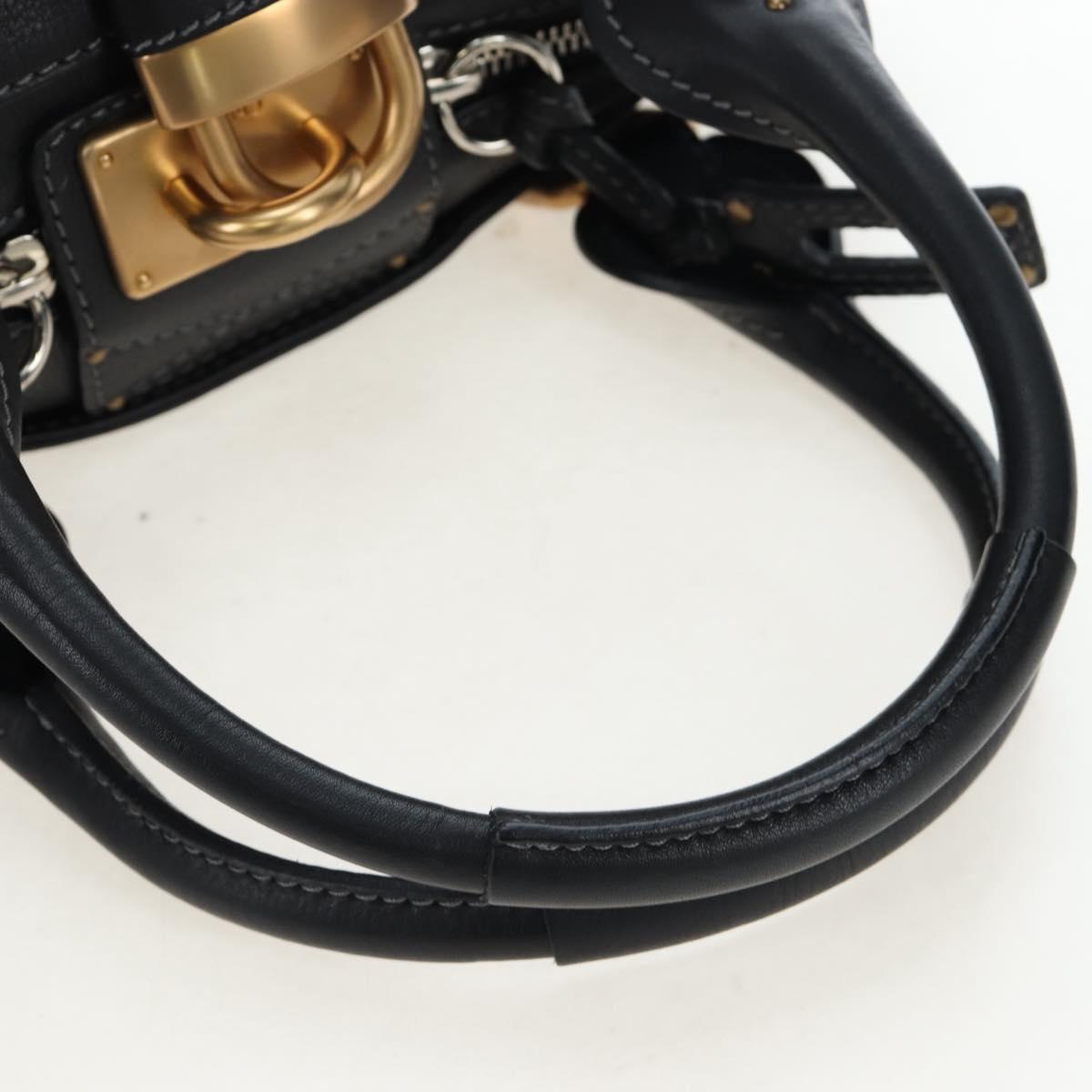 Chloe Paddington Hand Bag Leather Black Gold Tone Auth 196199V