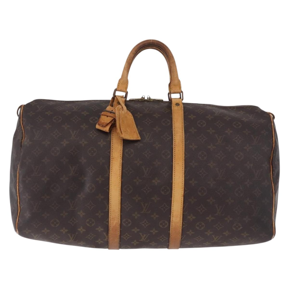 LOUIS VUITTON Monogram Keepall 55 Boston Bag M41424 LV Auth 196206