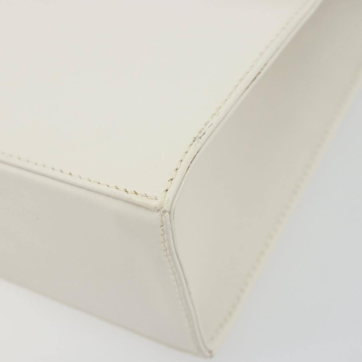 Salvatore Ferragamo Gancini Shoulder Bag Leather White Gold Tone Auth 196208