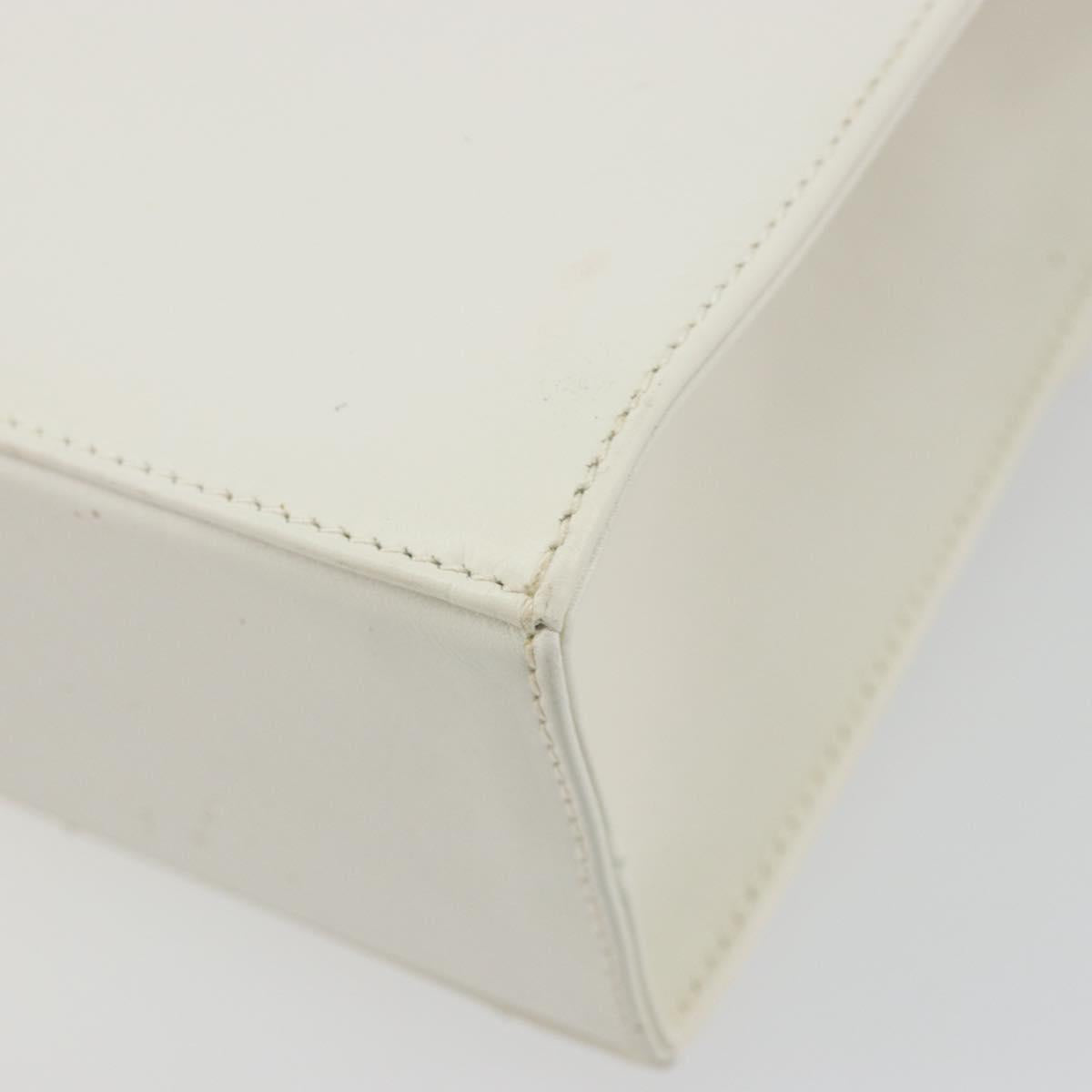 Salvatore Ferragamo Gancini Shoulder Bag Leather White Gold Tone Auth 196208