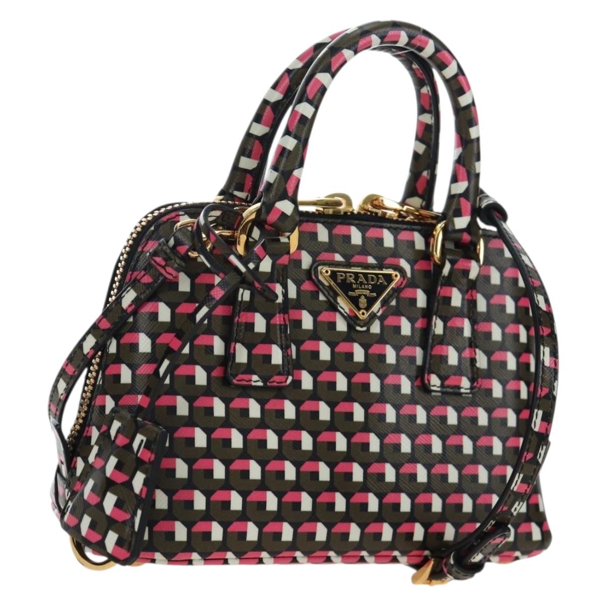 PRADA Saffiano Hand Bag 2way Multicolor Auth 196210V