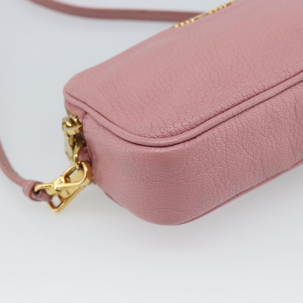 Miu Miu Shoulder Bag Leather Pink Gold Tone Auth 196211