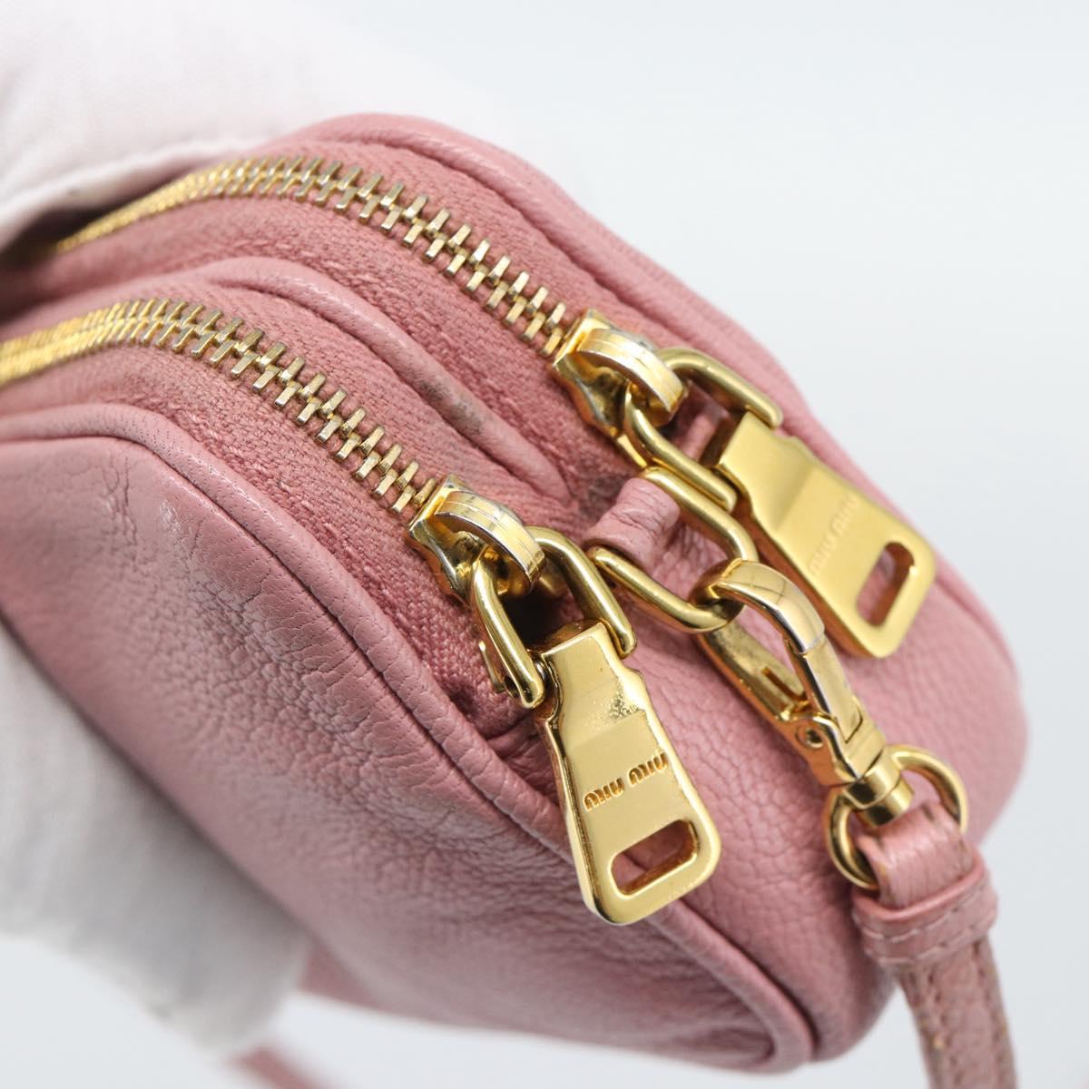 Miu Miu Shoulder Bag Leather Pink Gold Tone Auth 196211