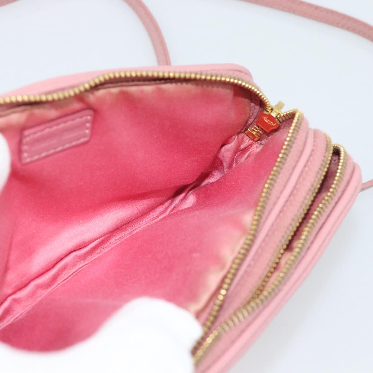 Miu Miu Shoulder Bag Leather Pink Gold Tone Auth 196211