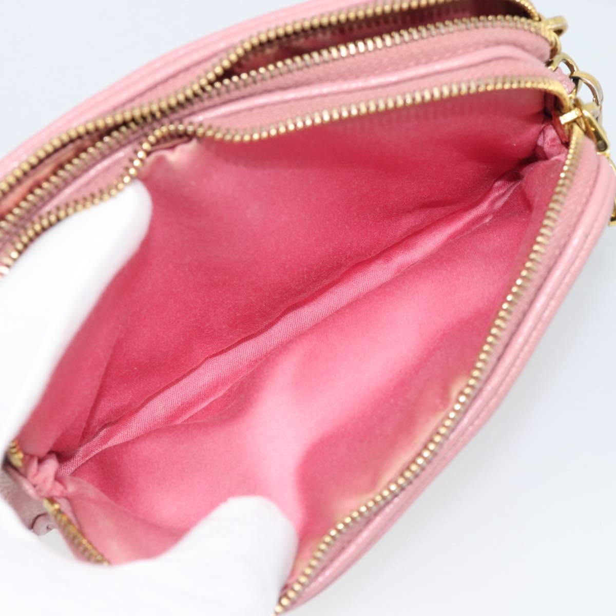 Miu Miu Shoulder Bag Leather Pink Gold Tone Auth 196211