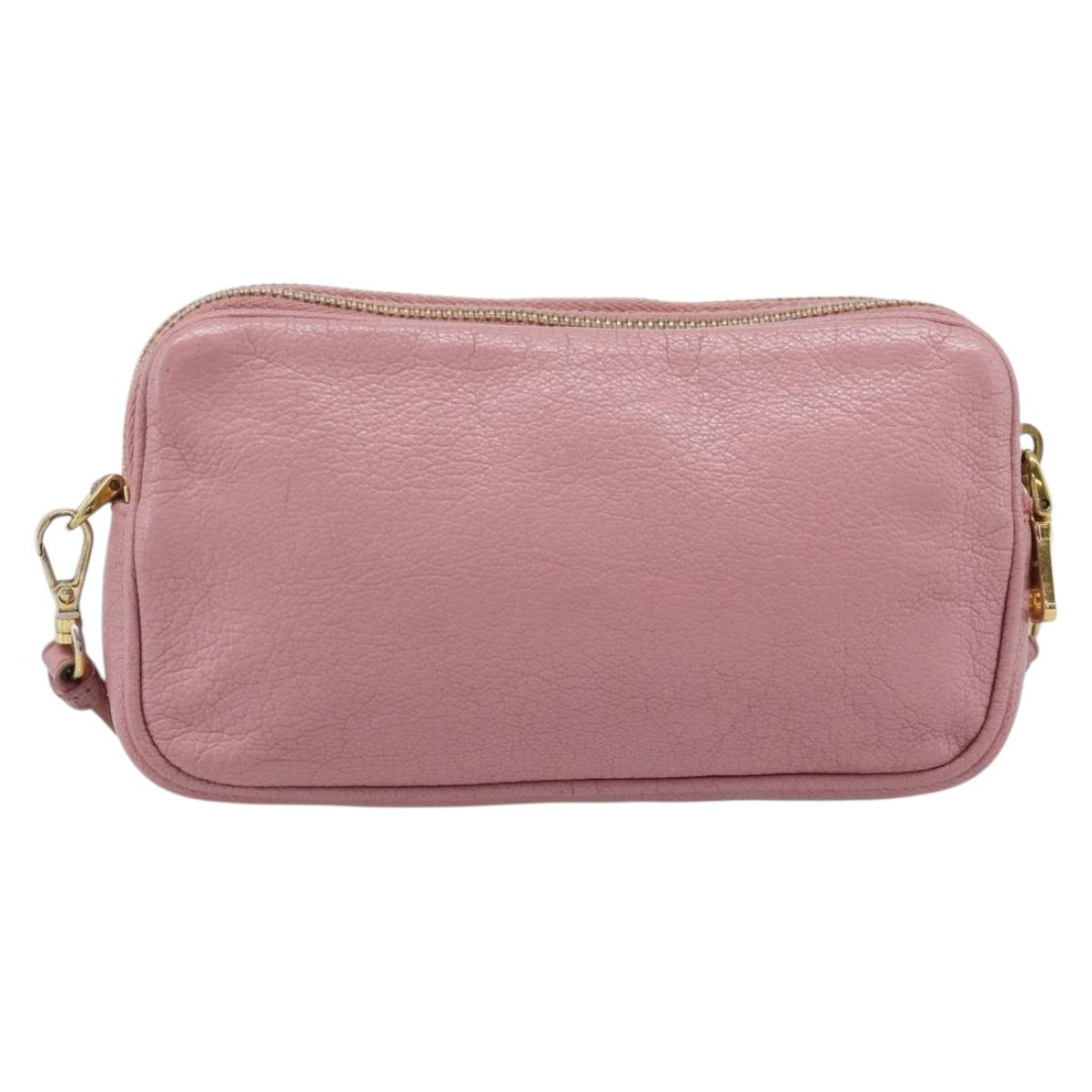 Miu Miu Shoulder Bag Leather Pink Gold Tone Auth 196211