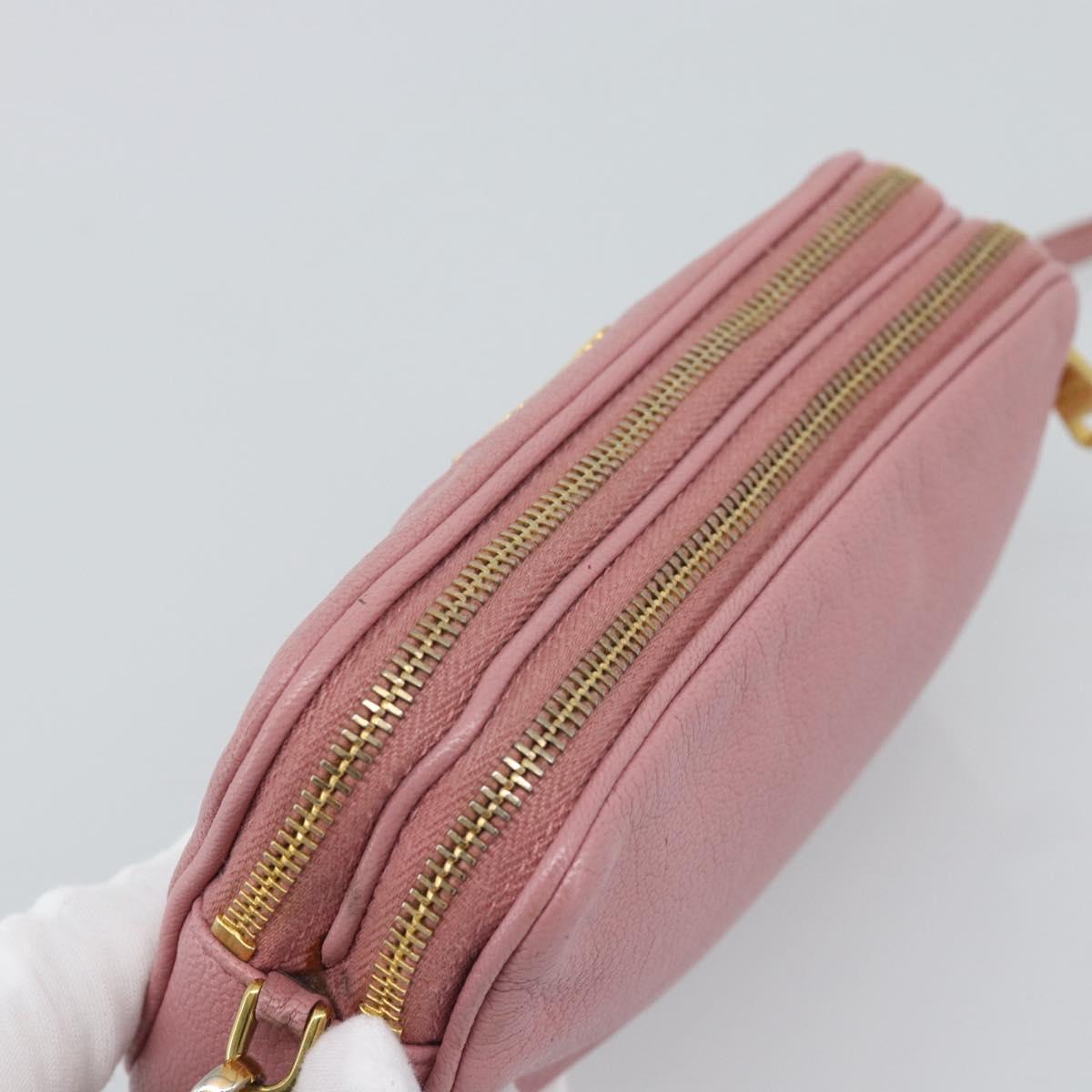 Miu Miu Shoulder Bag Leather Pink Gold Tone Auth 196211