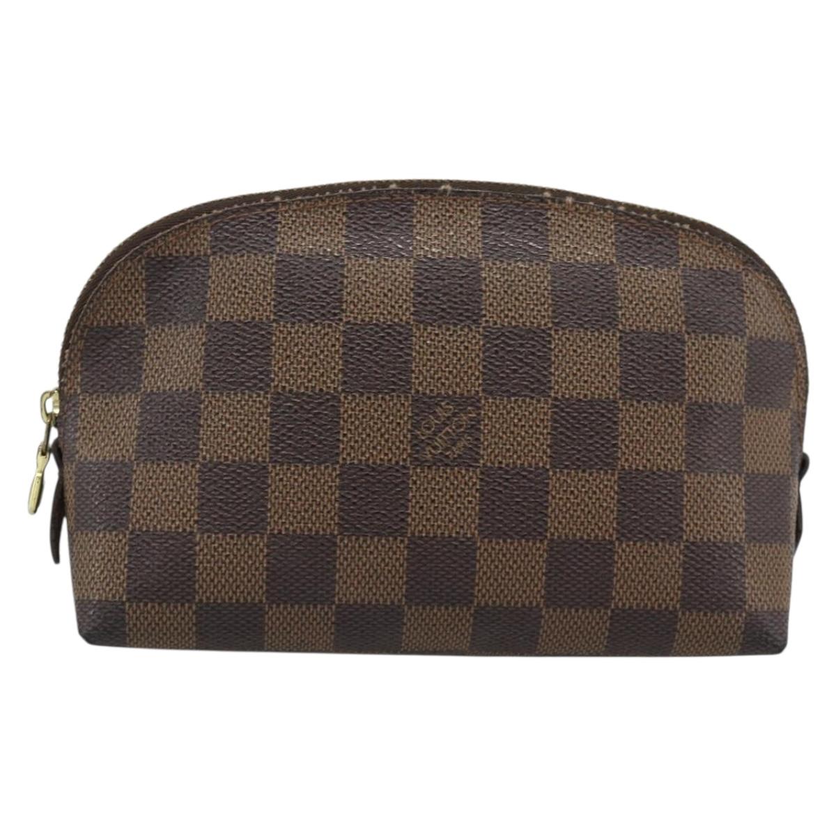 LOUIS VUITTON Damier Ebene Pochette Cosmetic PM Pouch N47516 LV Auth 196212