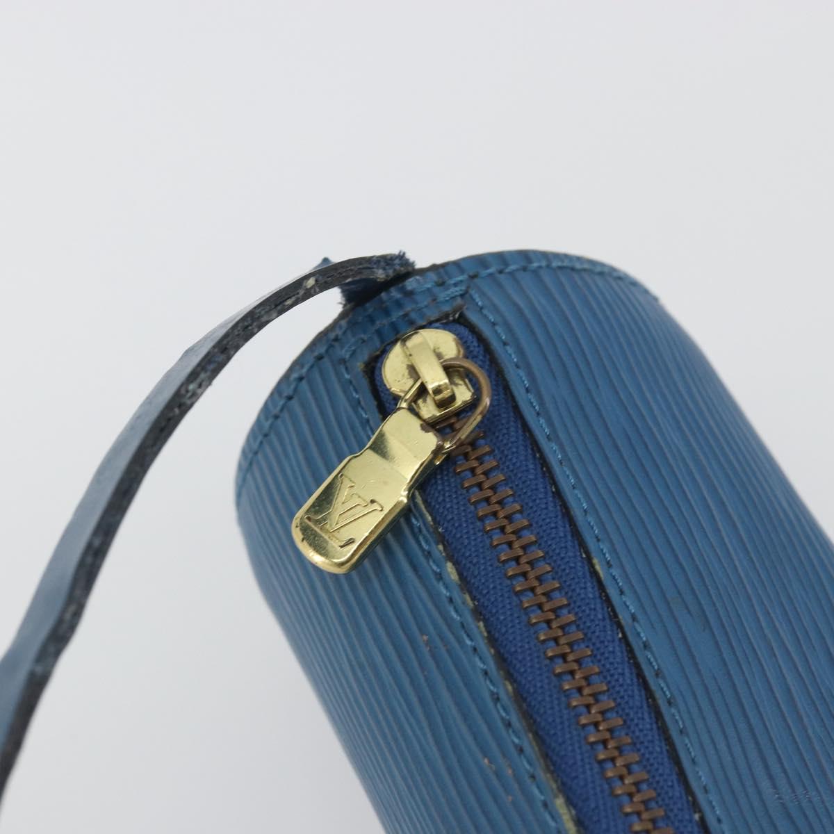 LOUIS VUITTON Epi Soufflot Pouch Blue LV Auth 196216
