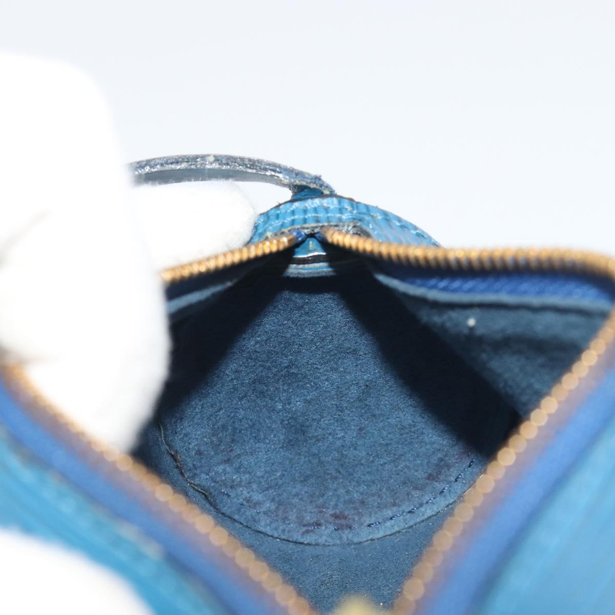 LOUIS VUITTON Epi Soufflot Pouch Blue LV Auth 196216