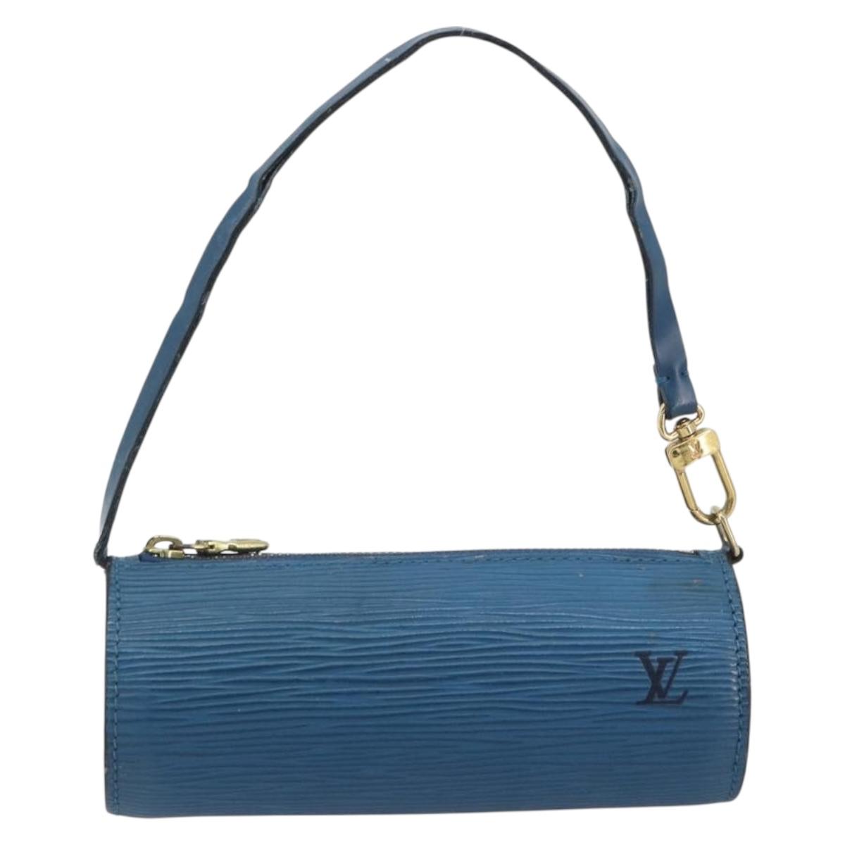 LOUIS VUITTON Epi Soufflot Pouch Blue LV Auth 196216