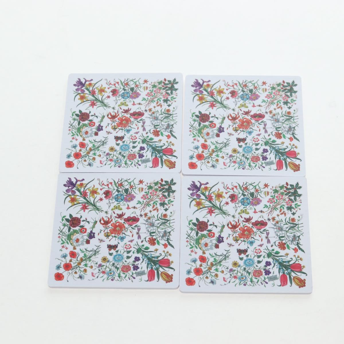 GUCCI Flora Coaster Set White Auth 196229M