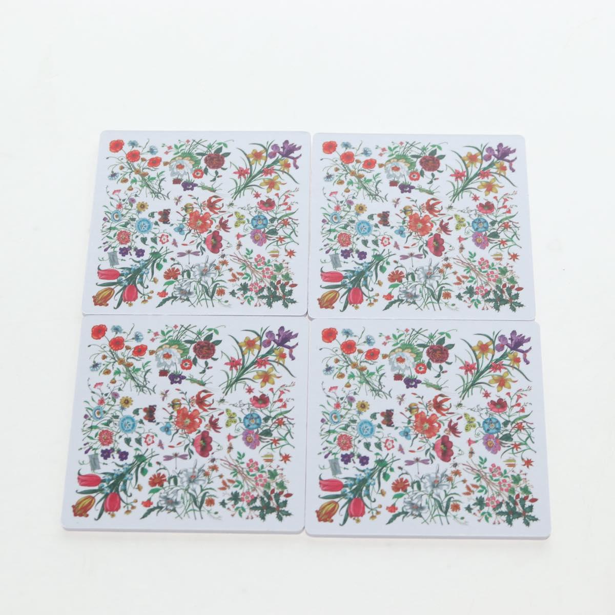 GUCCI Flora Coaster Set White Auth 196229M
