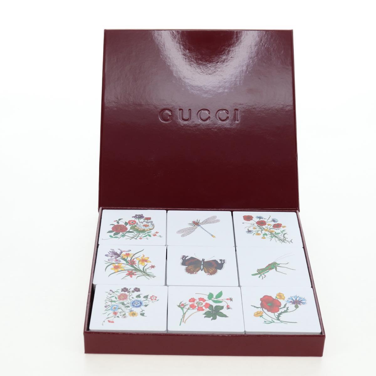 GUCCI Flora Coaster Set White Auth 196229M