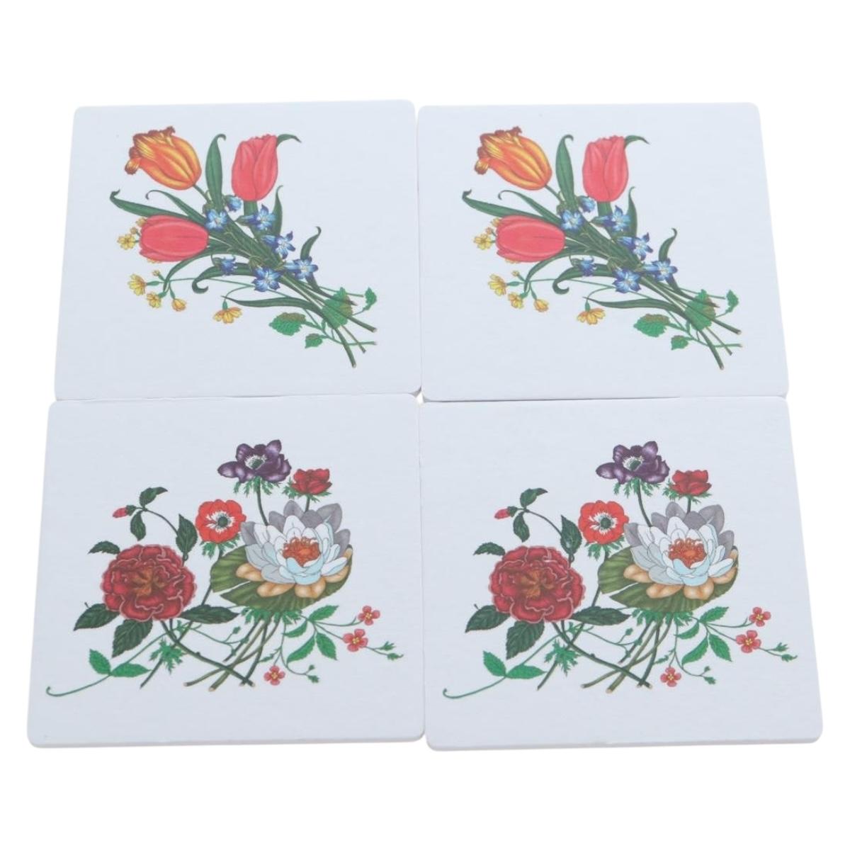 GUCCI Flora Coaster Set White Auth 196229M