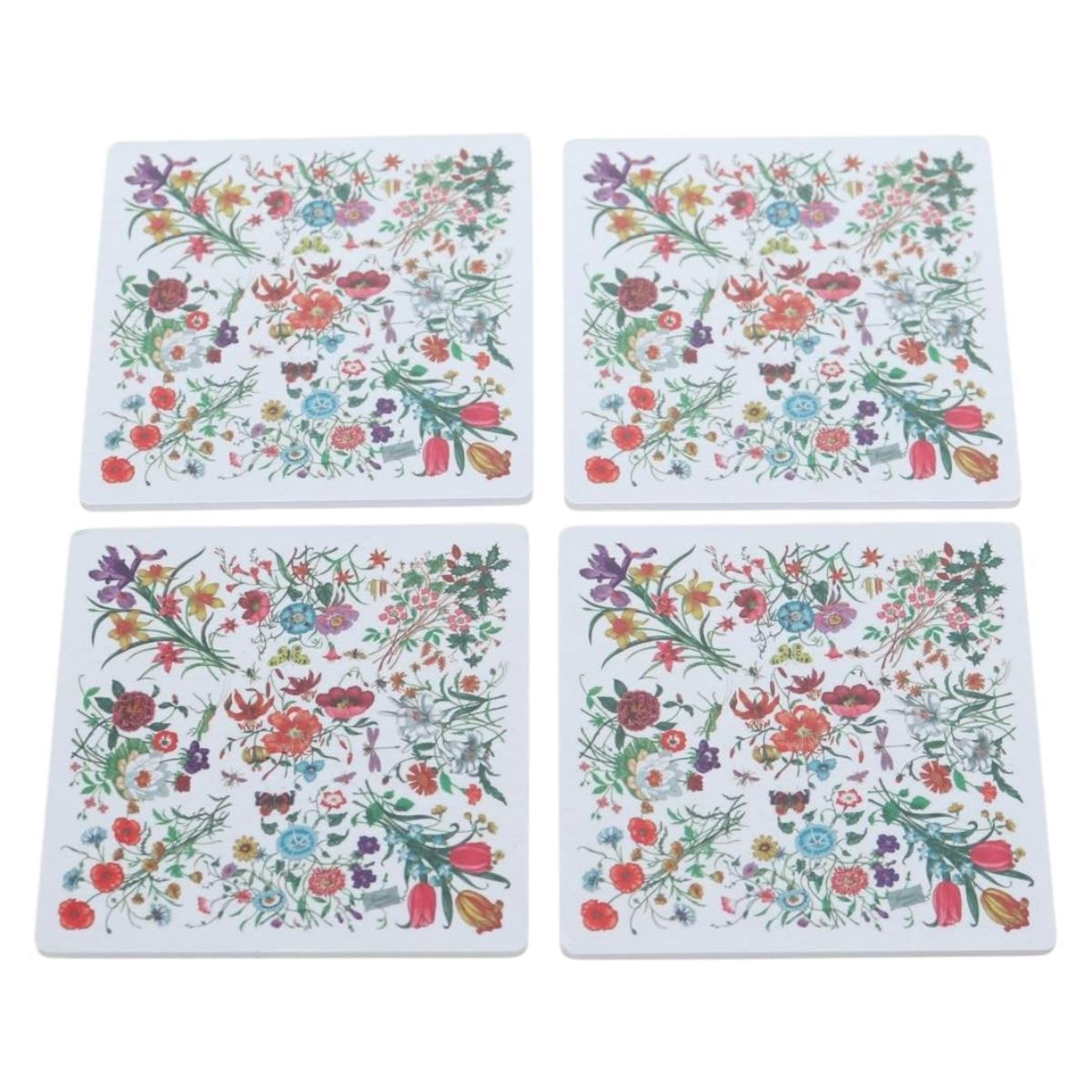 GUCCI Flora Coaster Set White Auth 196229M