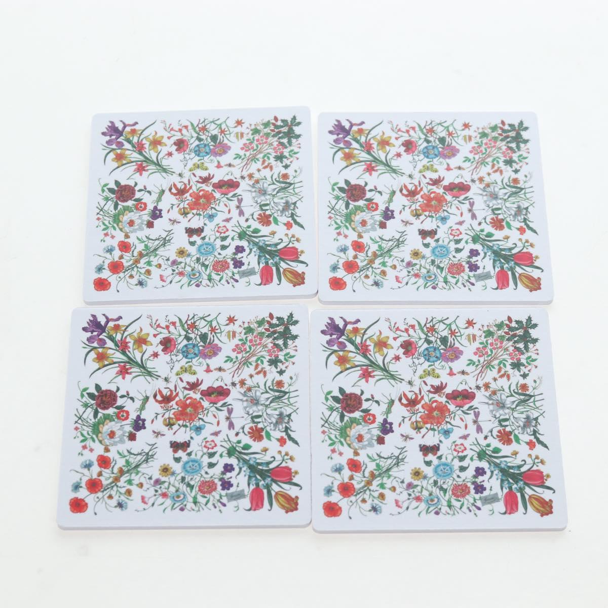 GUCCI Flora Coaster Set White Auth 196229M