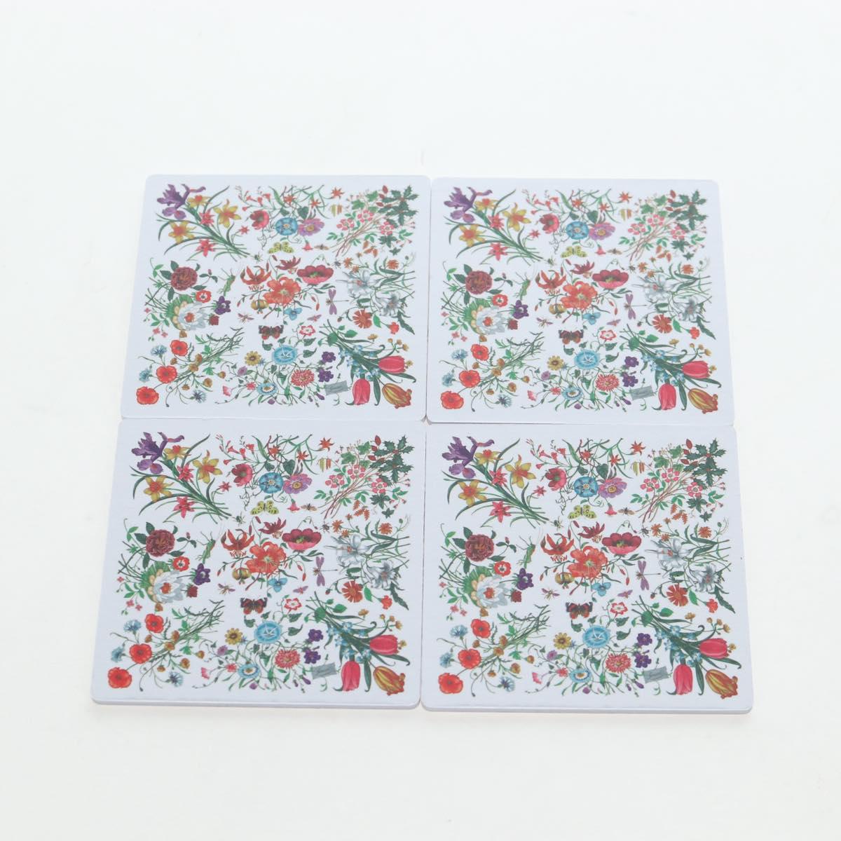 GUCCI Flora Coaster Set White Auth 196229M