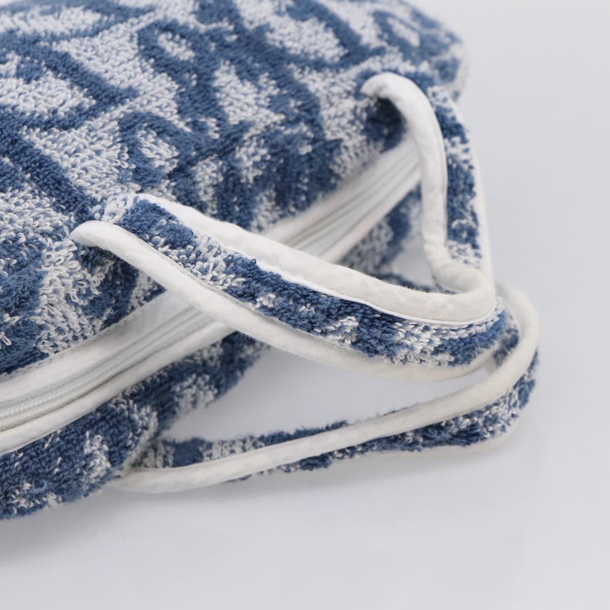 Christian Dior Trotter Canvas Hand Bag pile Blue Auth 196236A