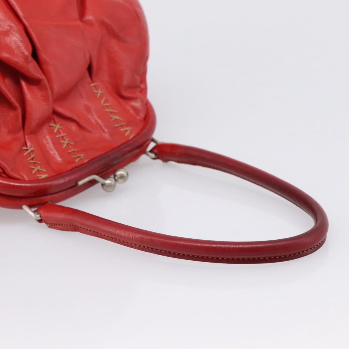 Miu Miu Hand Bag Leather Red Silver Auth 196237A