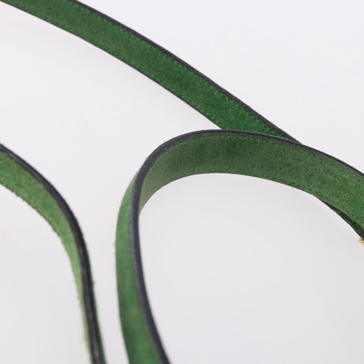 CELINE Hand Bag Suede 2way Green Gold Auth 196243