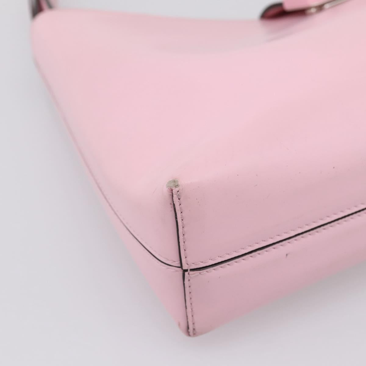 Salvatore Ferragamo Gancini Shoulder Bag Leather Pink Silver Auth 196250