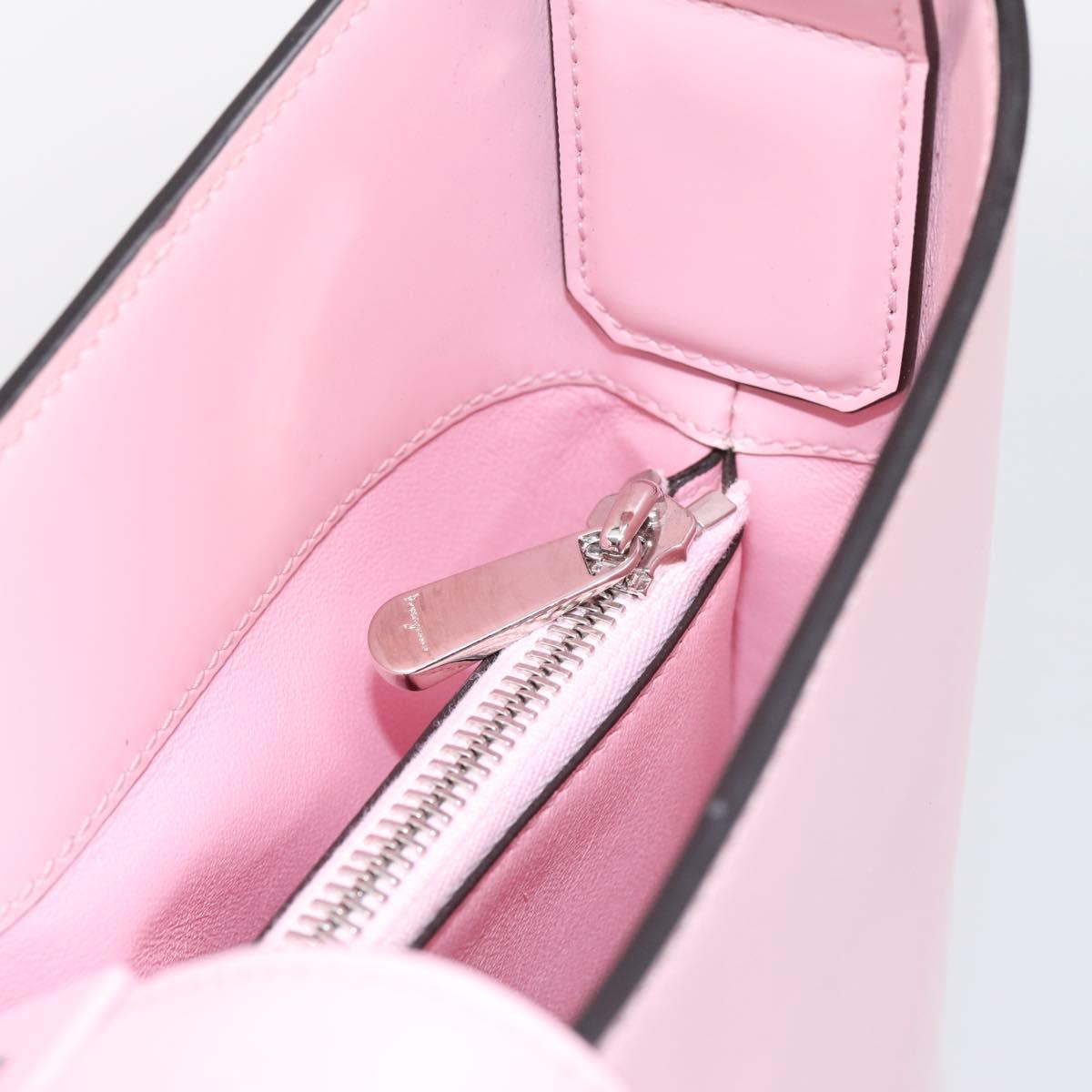 Salvatore Ferragamo Gancini Shoulder Bag Leather Pink Silver Auth 196250