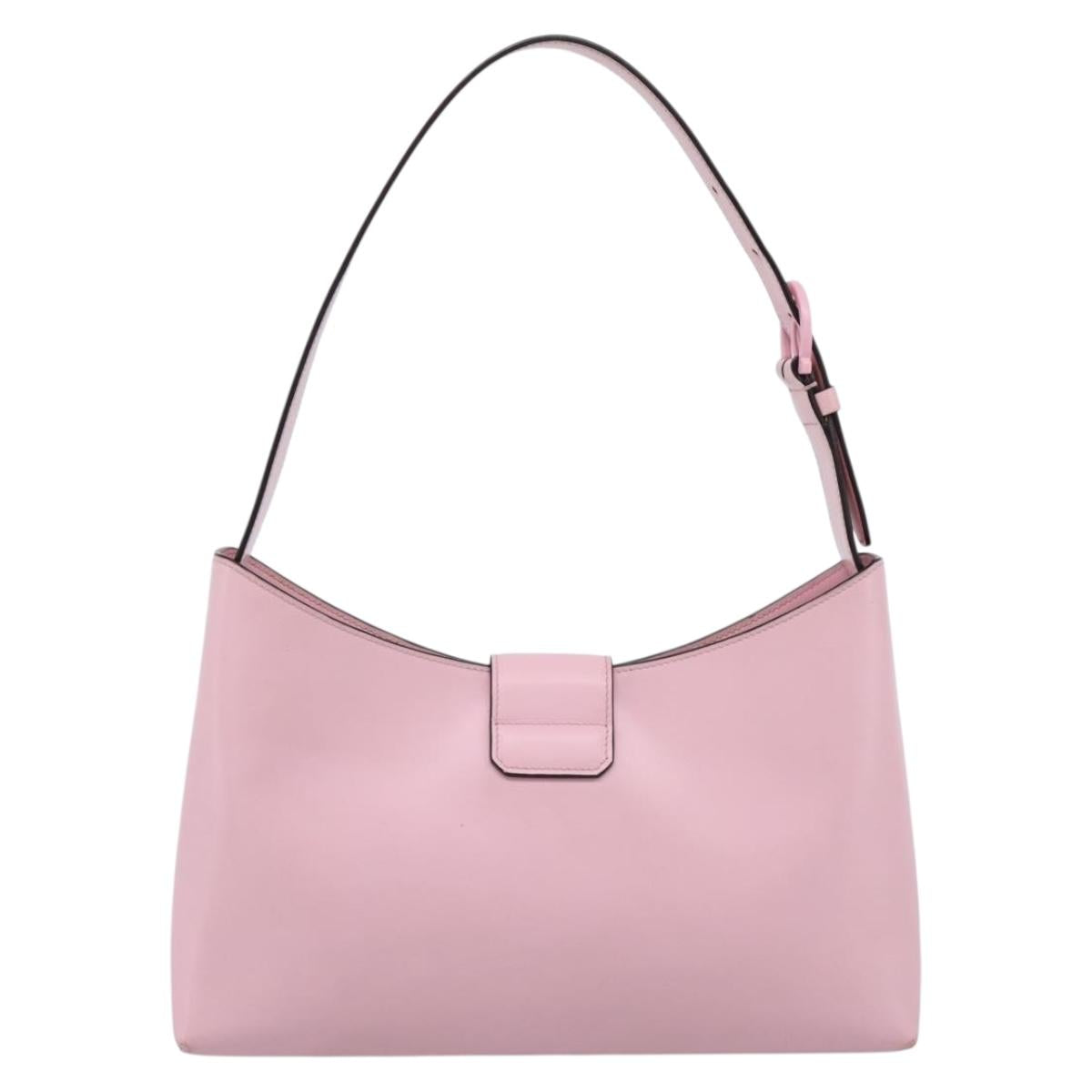 Salvatore Ferragamo Gancini Shoulder Bag Leather Pink Silver Auth 196250
