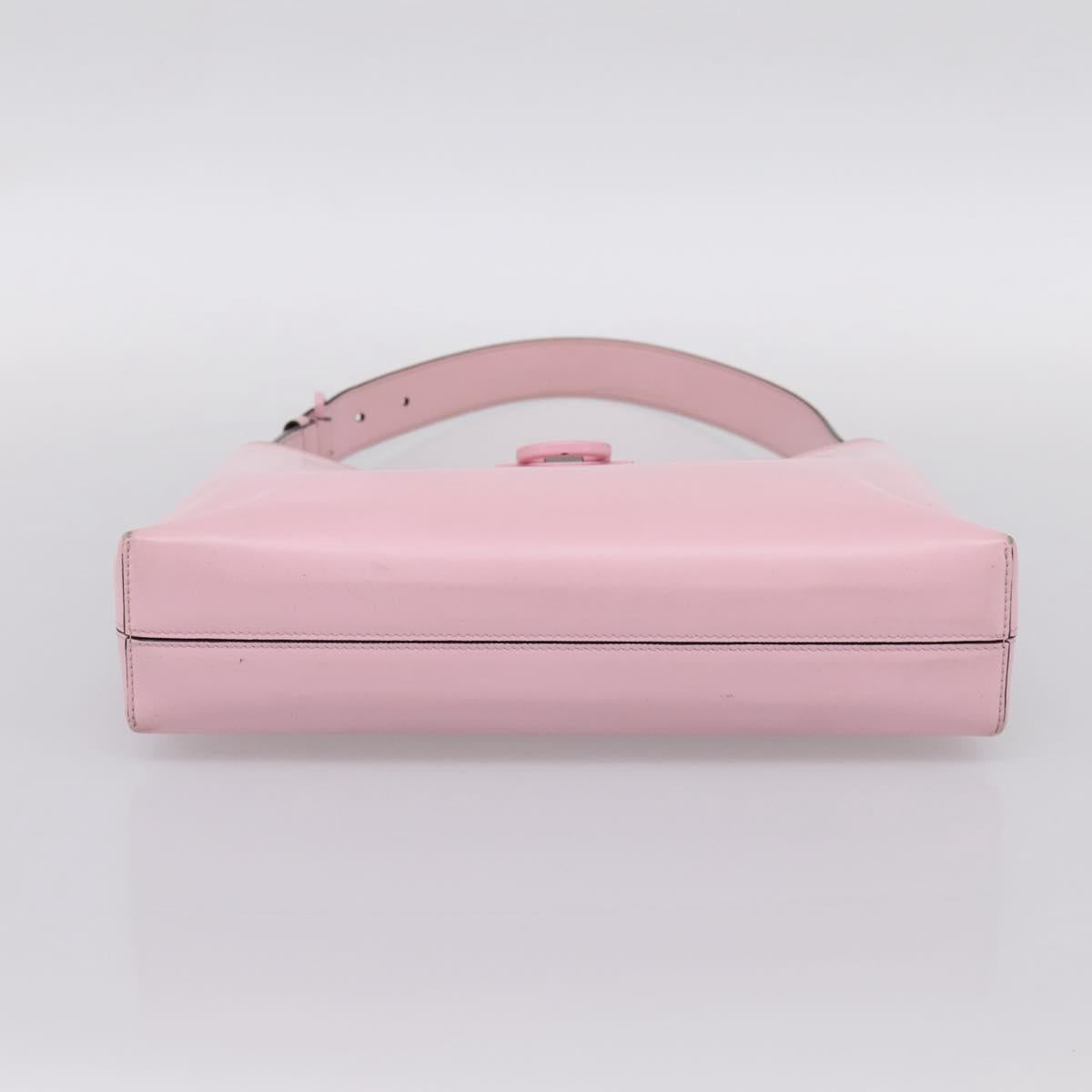 Salvatore Ferragamo Gancini Shoulder Bag Leather Pink Silver Auth 196250
