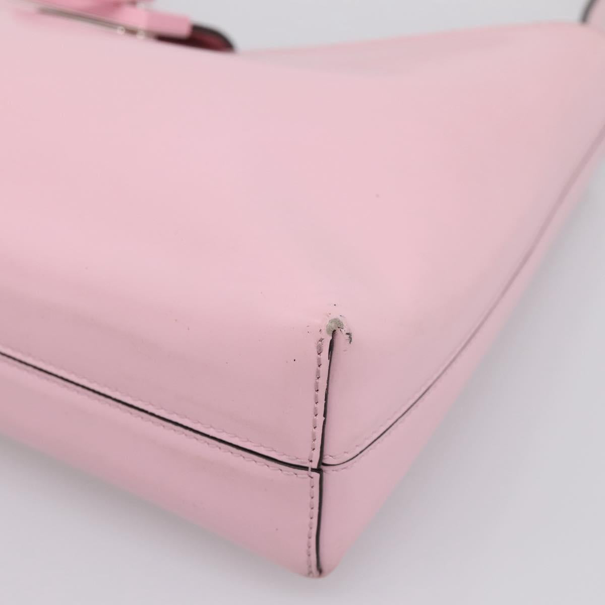 Salvatore Ferragamo Gancini Shoulder Bag Leather Pink Silver Auth 196250